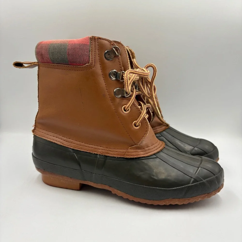 Rod &‎ Gun Duck Boots Mens Brown Green Thinsulate Plaid VTG Insulated Rain Snow